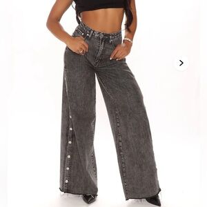 Fashion Nova Black Straight Leg Jeans Size 15 “Snap So Classic”